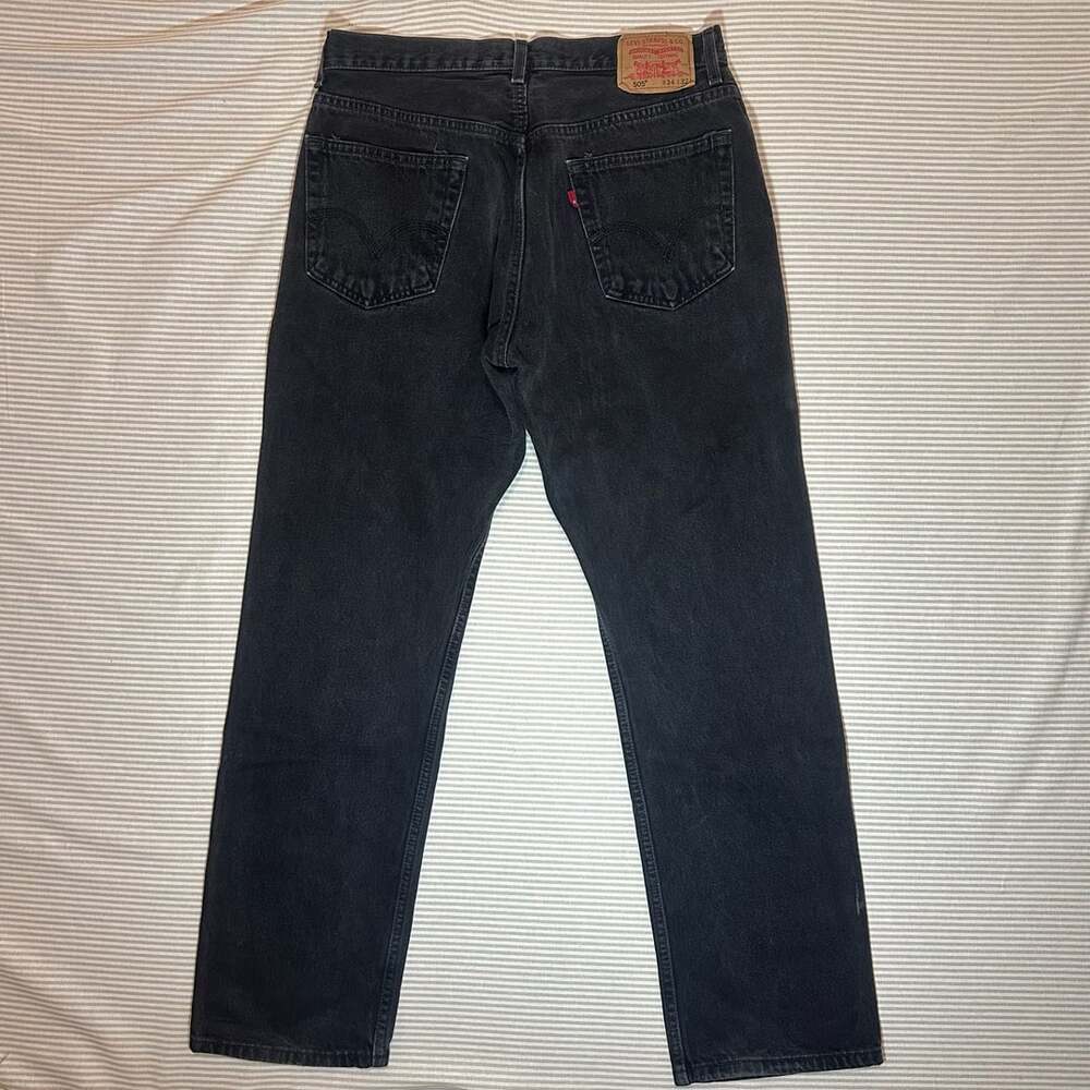 Levi's 505 Regular Fit Jeans Mens 34x32 Black Straight Leg Denim Pants
